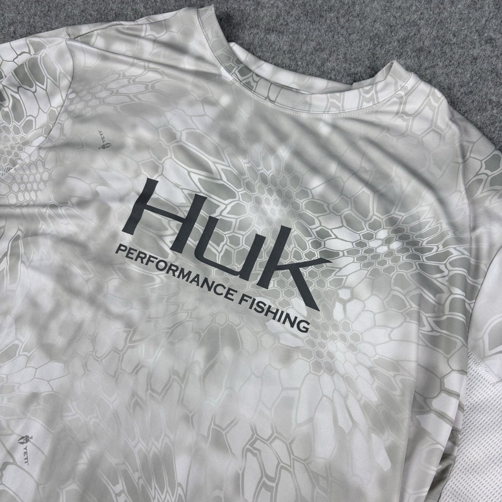 Huk Performance Fishing Shirt Mens XL Camo Kryptek Long Sleeve Gray UV Yeti